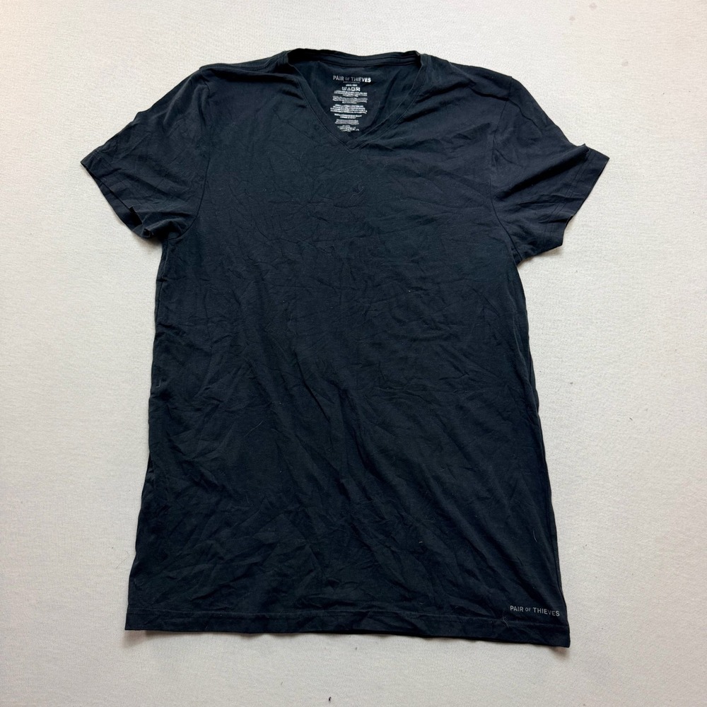 Pair of Thieves T-Shirt Mens Small Black Excellent V-Neck Short Sleeve Stretch